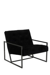 ARMCHAIR BLACK VELVET MATT BLACK FINISH FRAME 